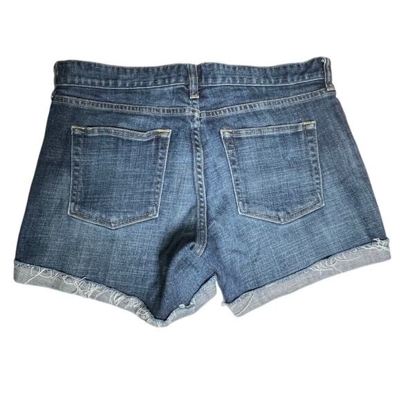 J.Crew‎ Hipslung Denim Cutoff Shorts Women 6 Low Rise Raw Hem Distressed Blue - Picture 2 of 9
